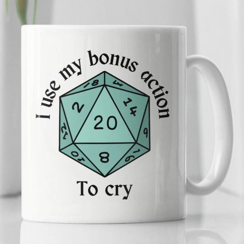 I Use My Bonus Action To Cry Coffee Mug, Board Game Lover Tea Cup 11oz